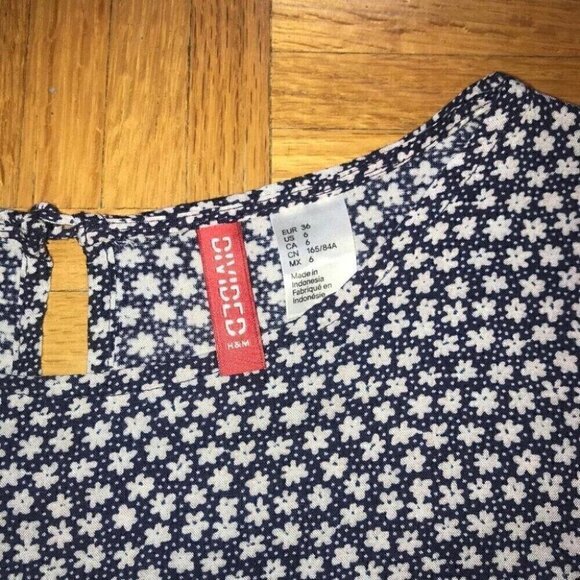 H&M Floral Peplum Blouse Size 6 Romantic Boho Chic Everyday Style - Picture 9 of 10